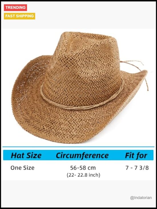 Short Brim Straw Cowboy Hat with Adjustable Chin Strap